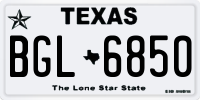 TX license plate BGL6850