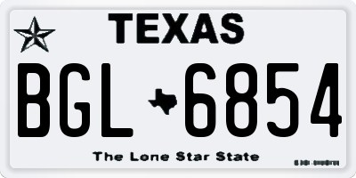TX license plate BGL6854