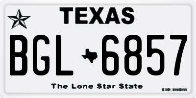 TX license plate BGL6857