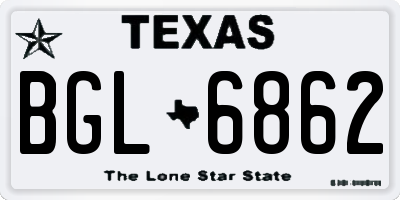 TX license plate BGL6862