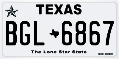 TX license plate BGL6867