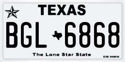 TX license plate BGL6868