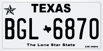 TX license plate BGL6870