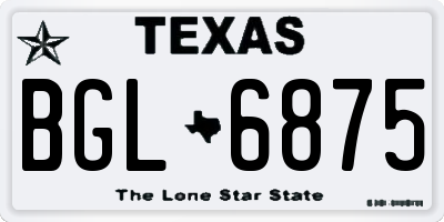 TX license plate BGL6875