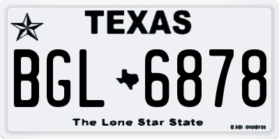 TX license plate BGL6878