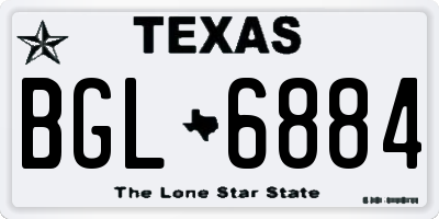 TX license plate BGL6884
