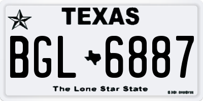 TX license plate BGL6887