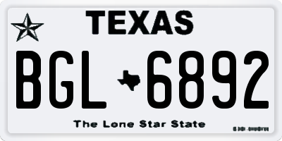 TX license plate BGL6892
