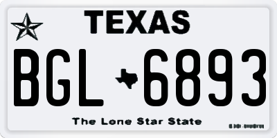 TX license plate BGL6893