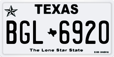 TX license plate BGL6920