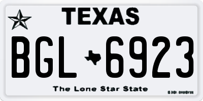 TX license plate BGL6923