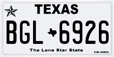 TX license plate BGL6926