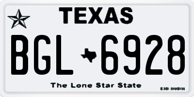 TX license plate BGL6928
