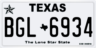TX license plate BGL6934