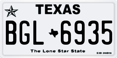 TX license plate BGL6935