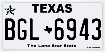 TX license plate BGL6943