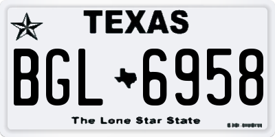 TX license plate BGL6958