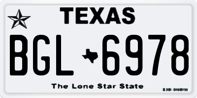 TX license plate BGL6978