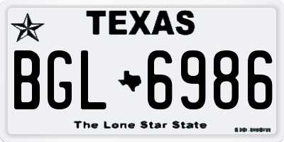 TX license plate BGL6986