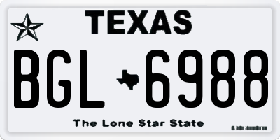 TX license plate BGL6988