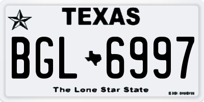 TX license plate BGL6997