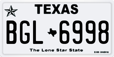 TX license plate BGL6998
