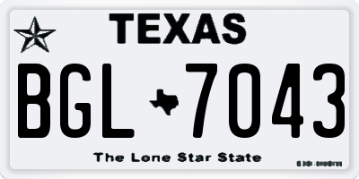 TX license plate BGL7043