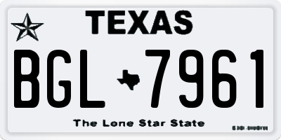TX license plate BGL7961