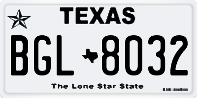 TX license plate BGL8032