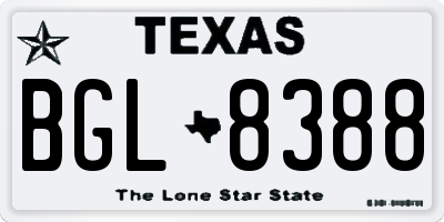 TX license plate BGL8388