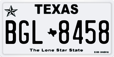 TX license plate BGL8458