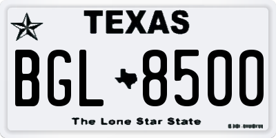 TX license plate BGL8500
