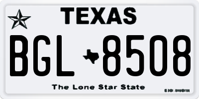 TX license plate BGL8508