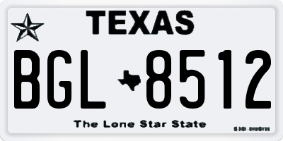TX license plate BGL8512