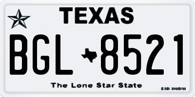 TX license plate BGL8521