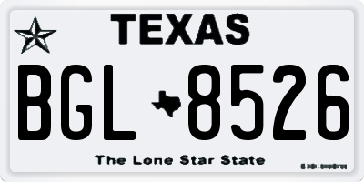 TX license plate BGL8526