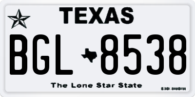 TX license plate BGL8538