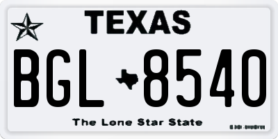 TX license plate BGL8540