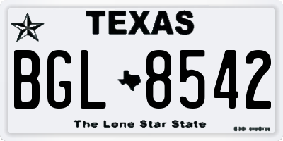 TX license plate BGL8542