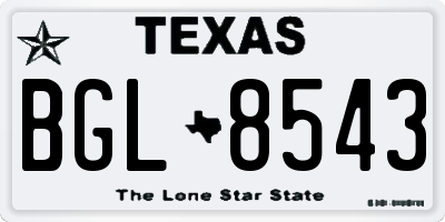 TX license plate BGL8543