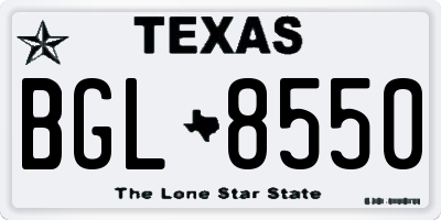 TX license plate BGL8550