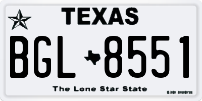 TX license plate BGL8551