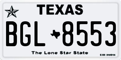 TX license plate BGL8553