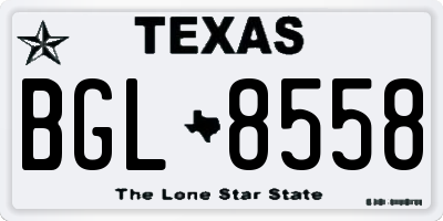 TX license plate BGL8558
