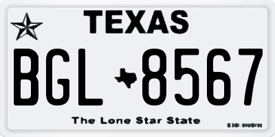 TX license plate BGL8567