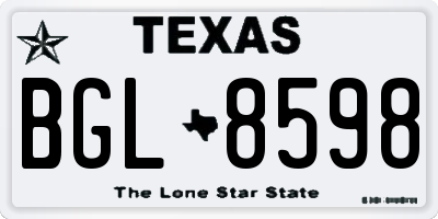 TX license plate BGL8598