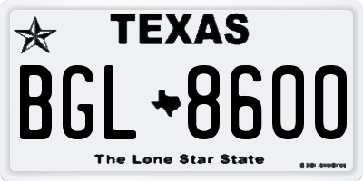 TX license plate BGL8600