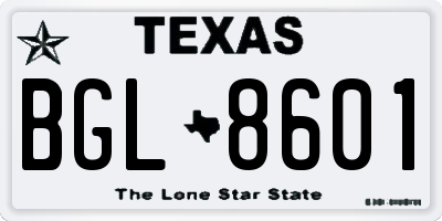 TX license plate BGL8601