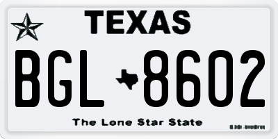 TX license plate BGL8602