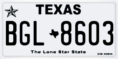 TX license plate BGL8603